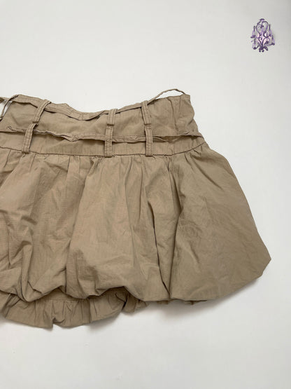 khaki puff mini skirt, euro label