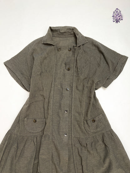 khaki stripe button up drses by senso unico io comme io