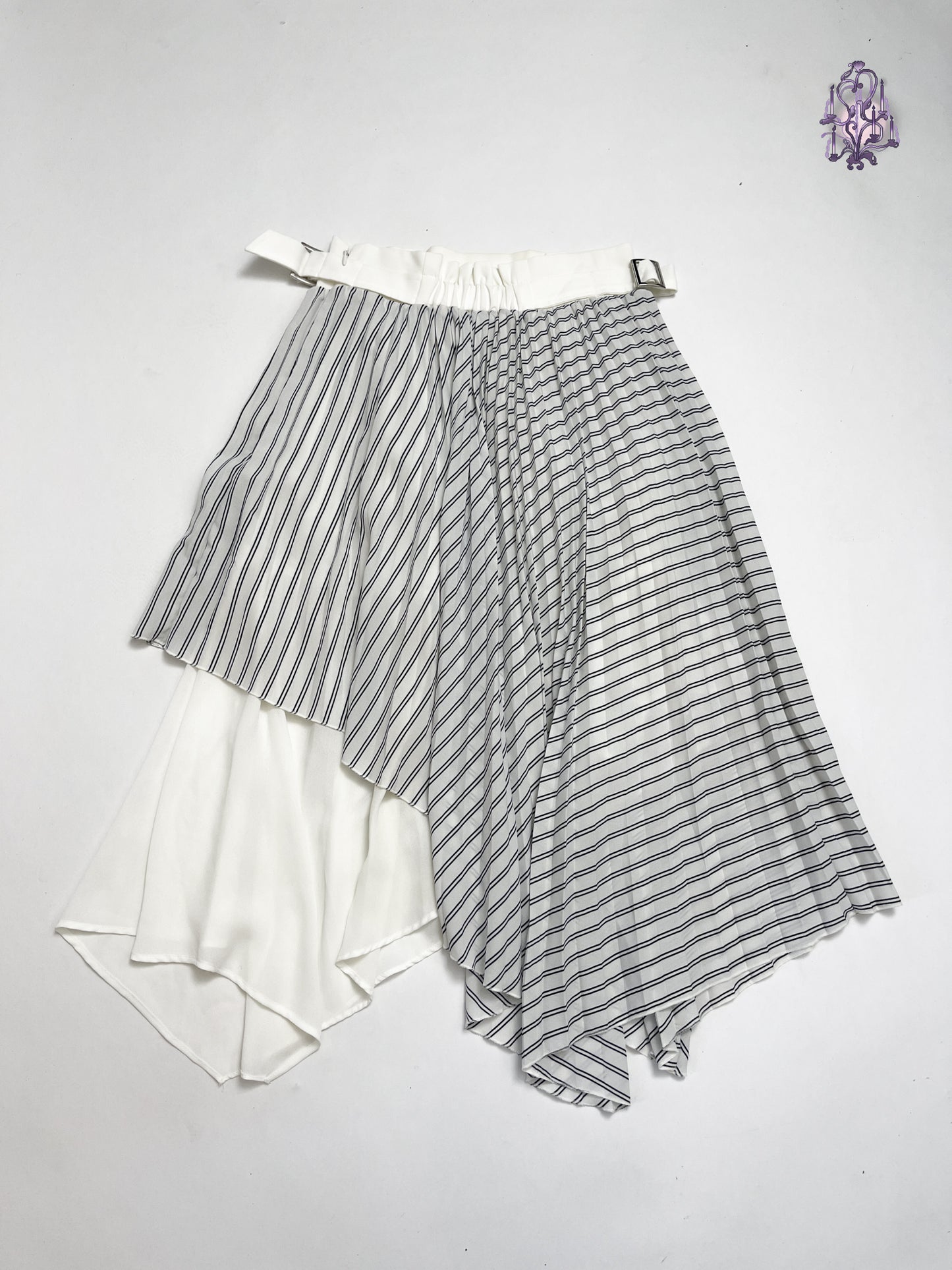 asymmetric pleated maxi skirt, japanese label nine