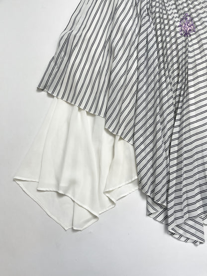 asymmetric pleated maxi skirt, japanese label nine