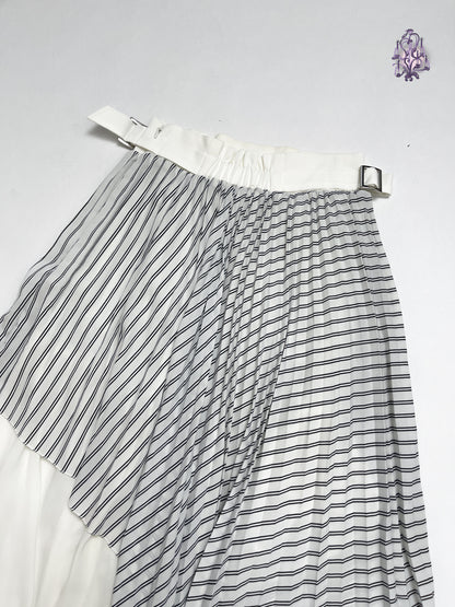 asymmetric pleated maxi skirt, japanese label nine