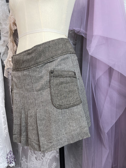 Vintage asymmetric pleat mini skirt