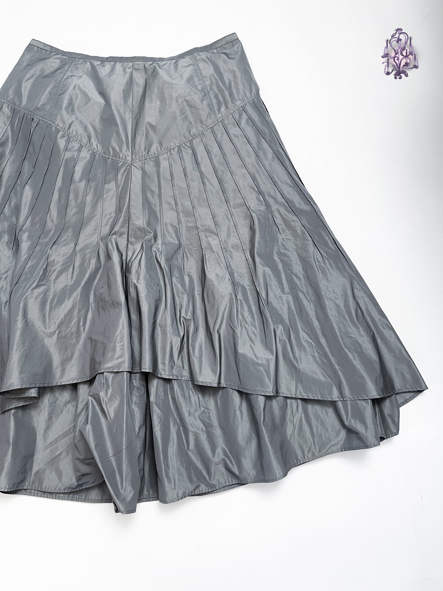 futuristic maxi skirt in grey, japanese label senso unico io comme io