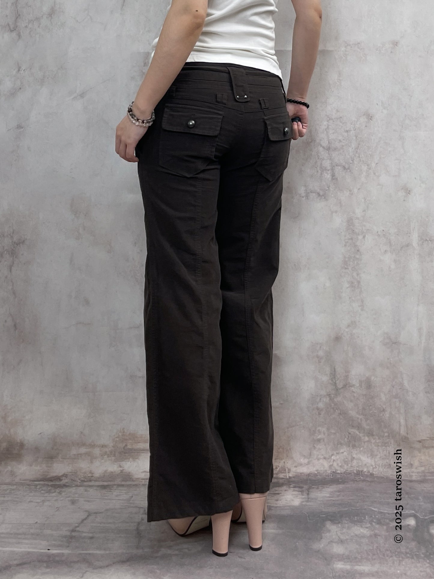 flared cargo pants, japanese label