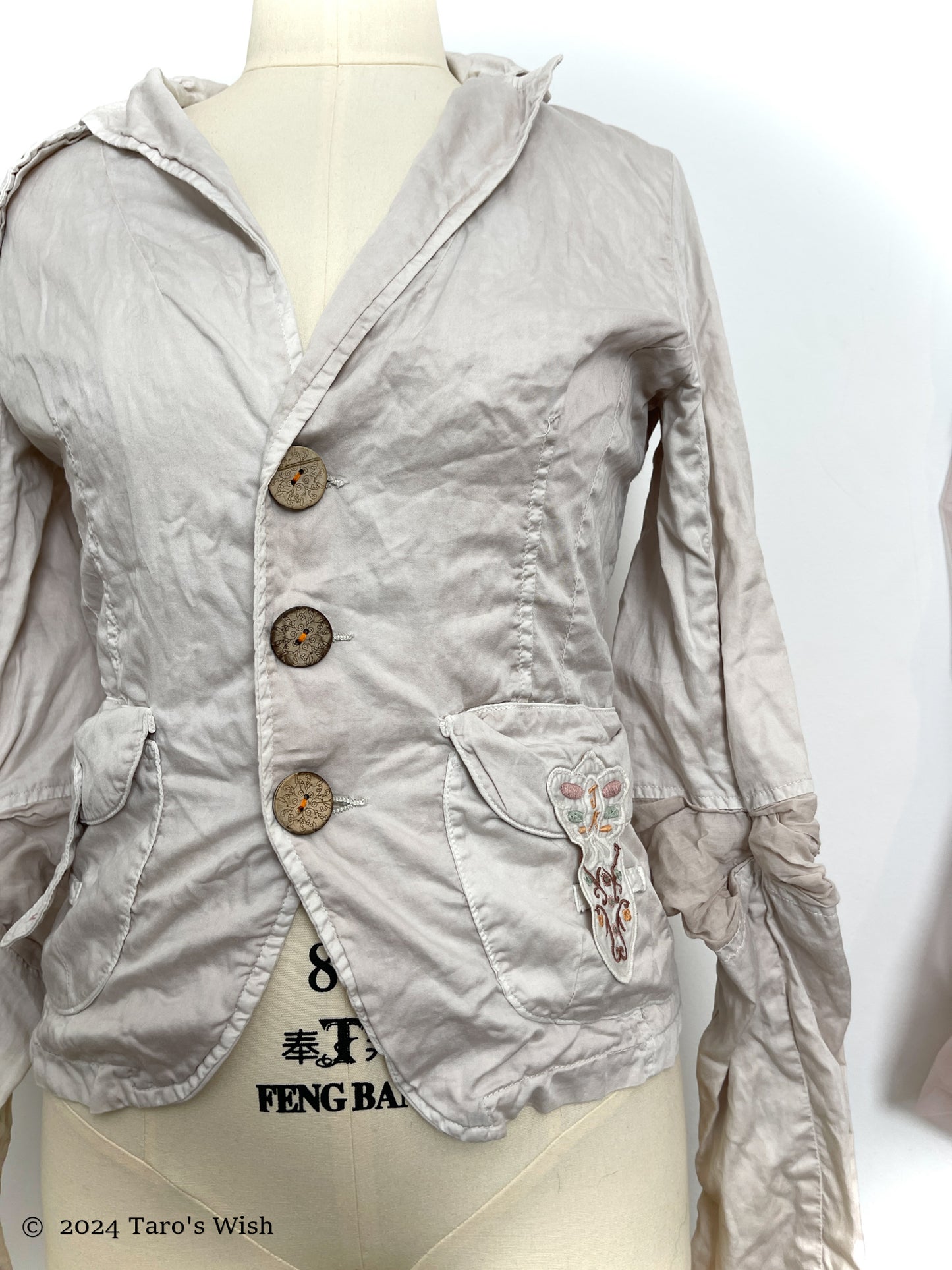 ruched button up jacket, euro label