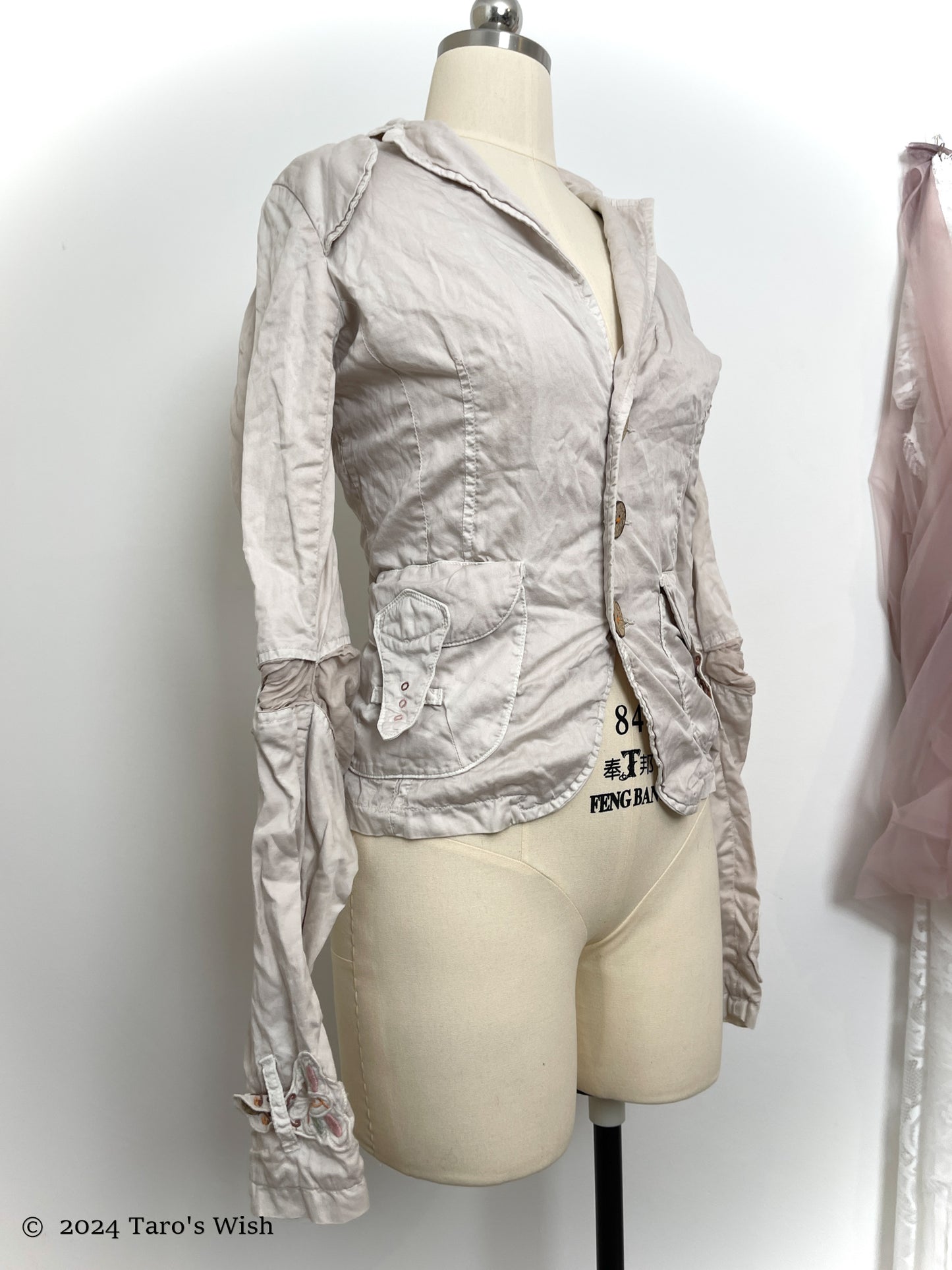 ruched button up jacket, euro label