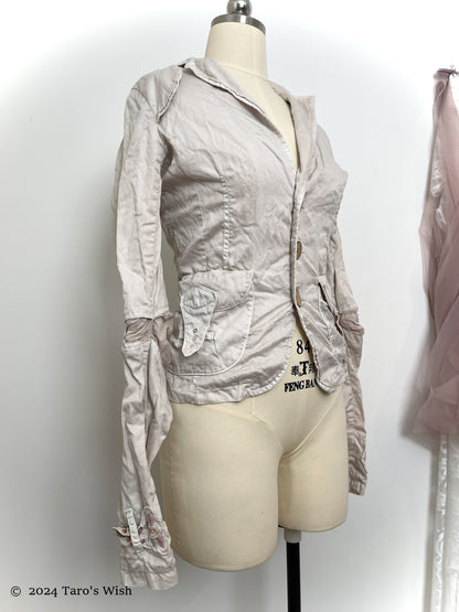 ruched button up jacket, euro label