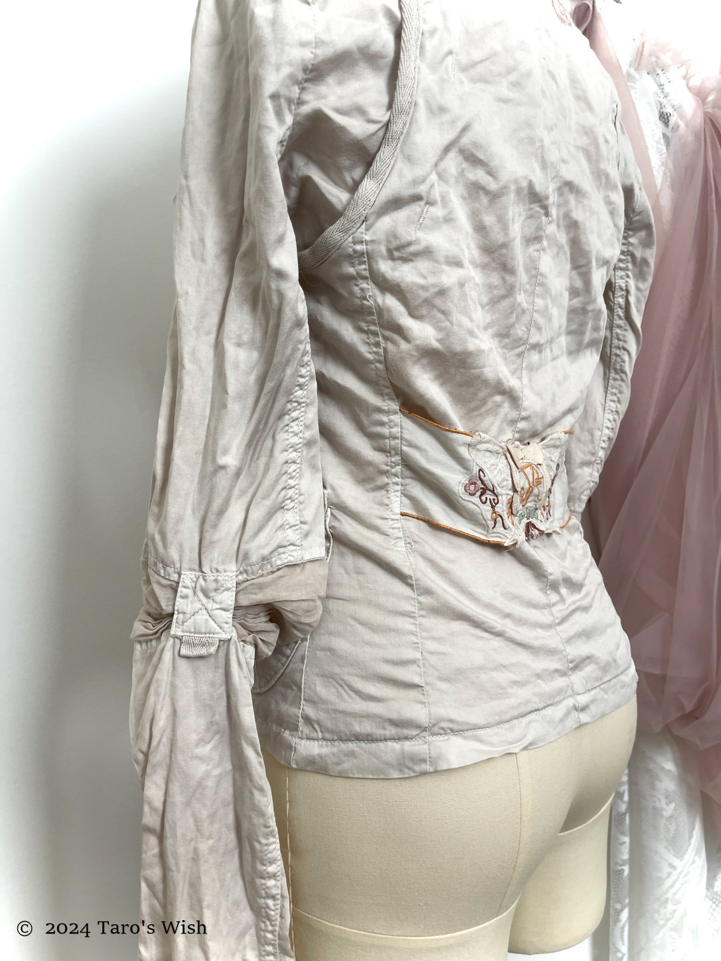 ruched button up jacket, euro label