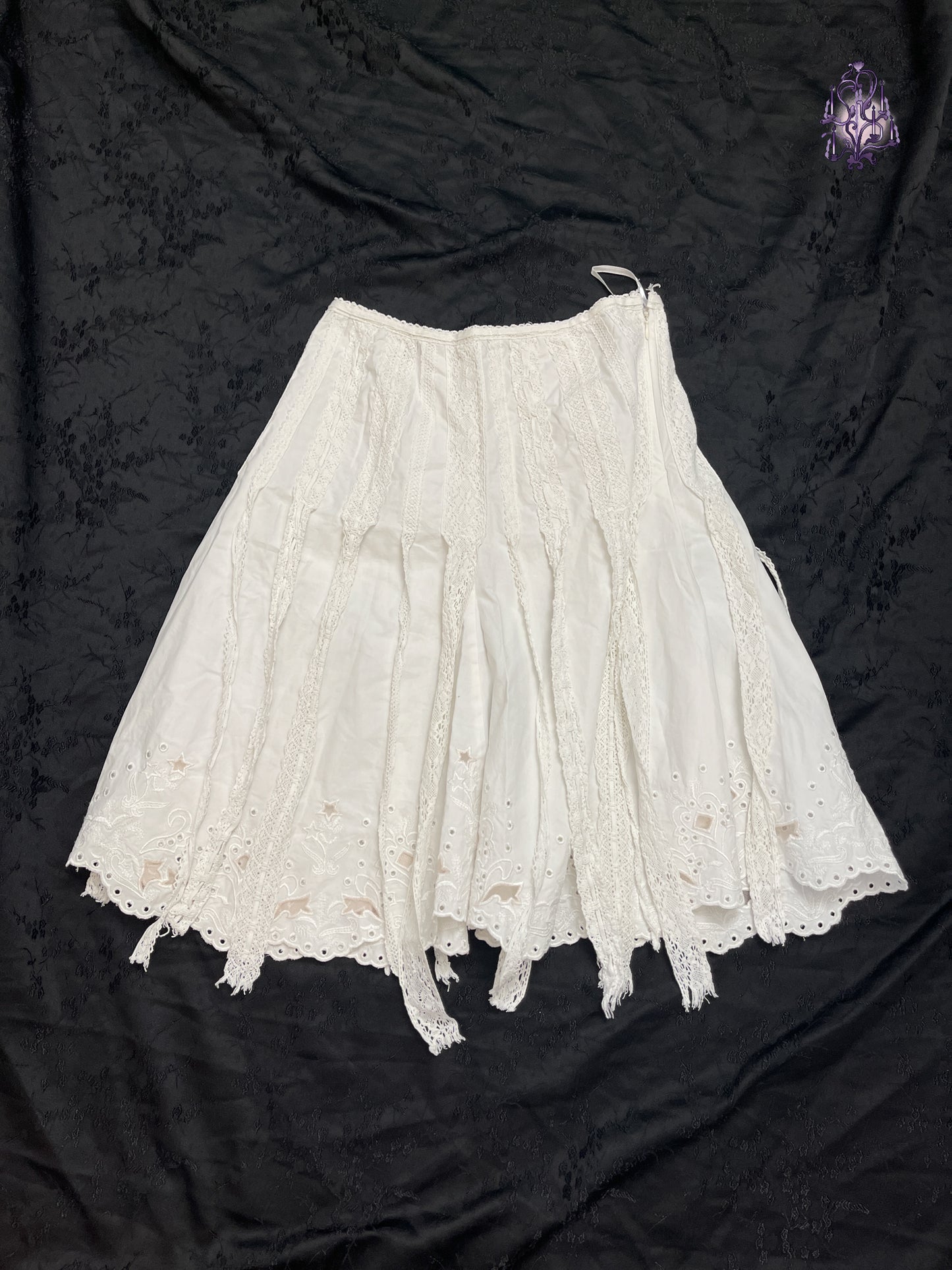 multi lace straps midi skirt in white, euro label