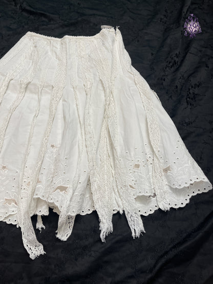 multi lace straps midi skirt in white, euro label