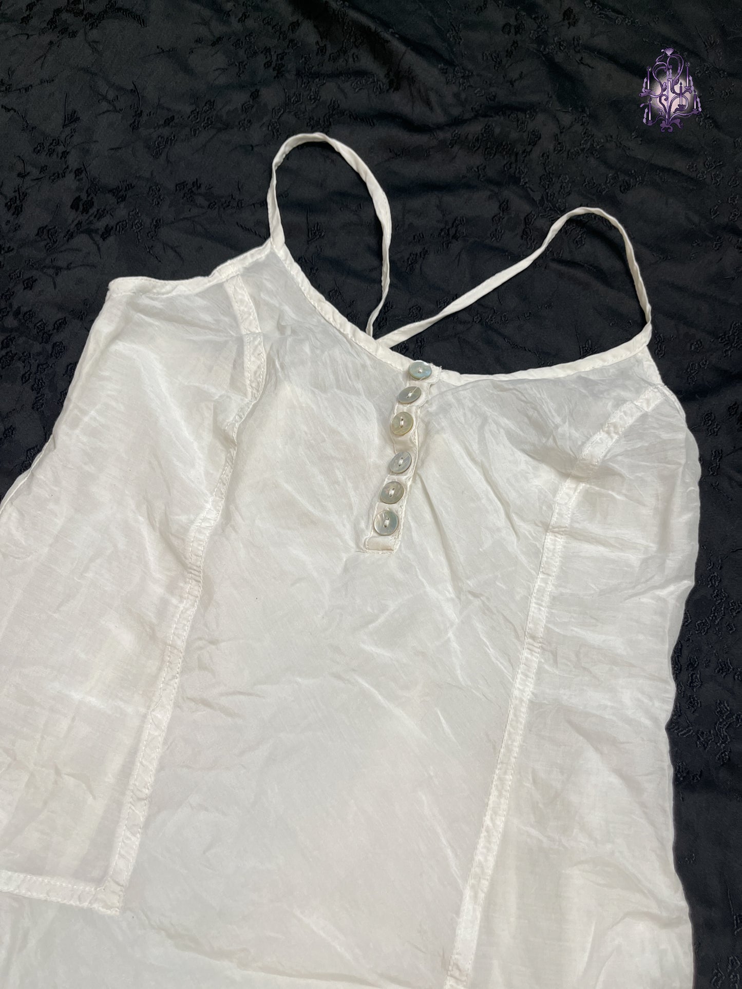 button up semi sheer camisole, euro label