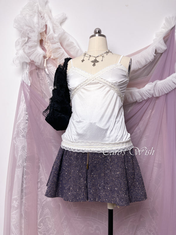 CECIL MCBEE Satin Basic Lace Trim Camisole