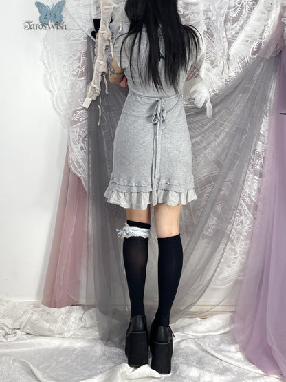 futuristic grey babydoll dress, euro label