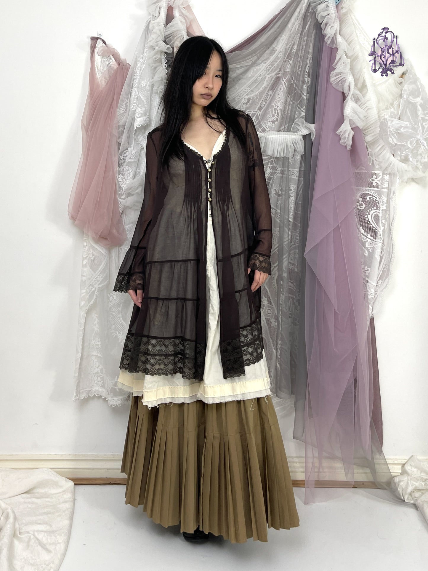 sheer elf button up gown, japanese label