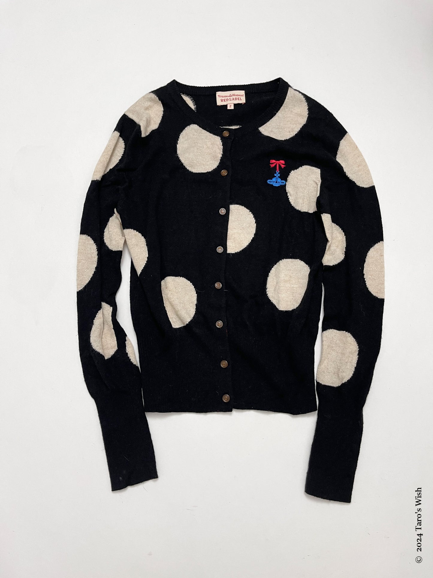 dots cardigan, japanese brand vivienne westwood