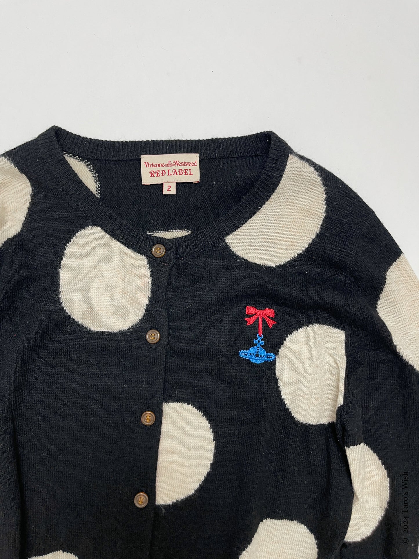 dots cardigan, japanese brand vivienne westwood