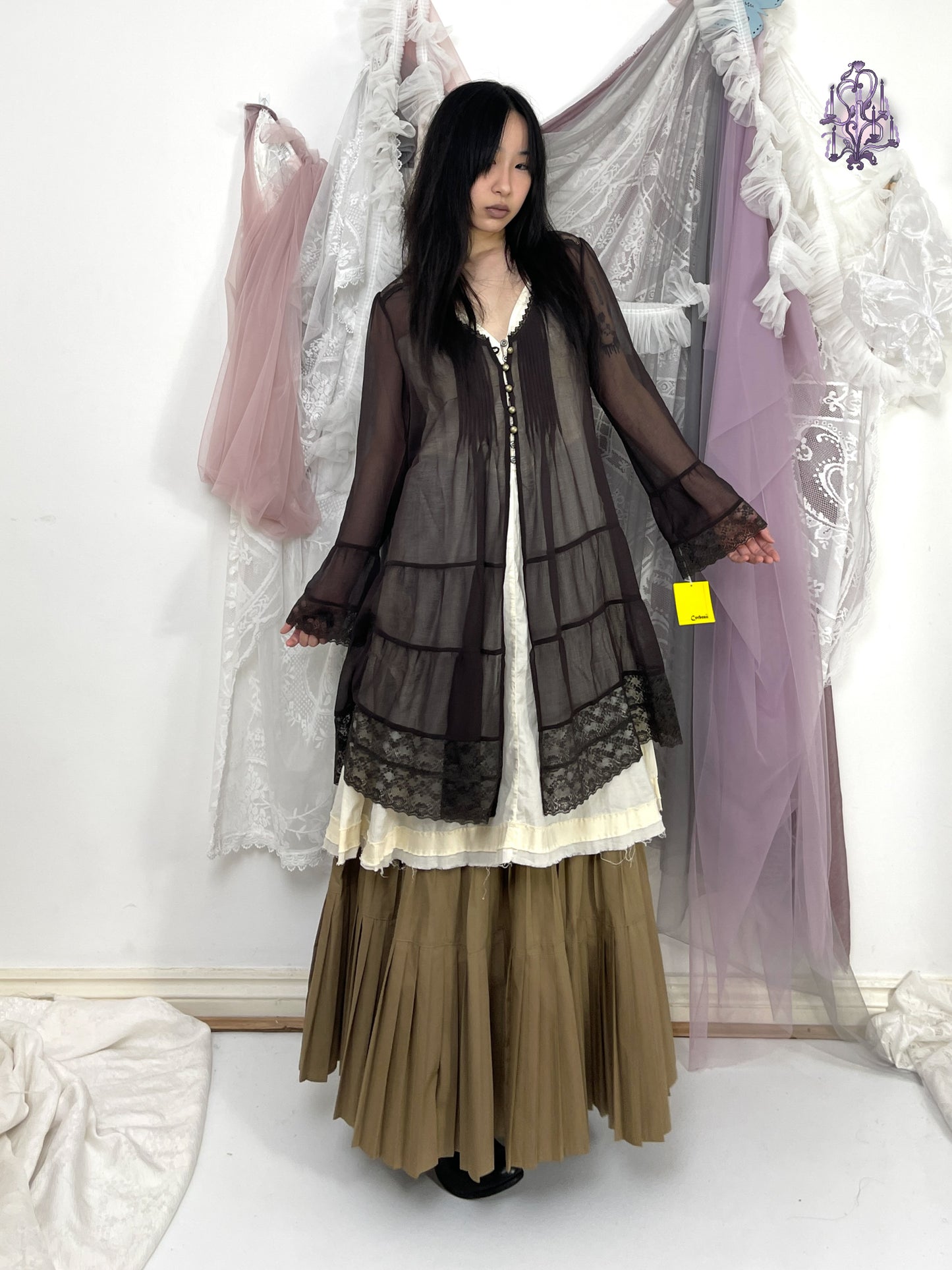 sheer elf button up gown, japanese label