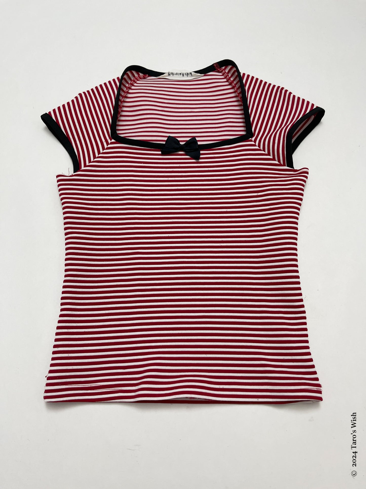 red & noir stripes top, japanese label private label