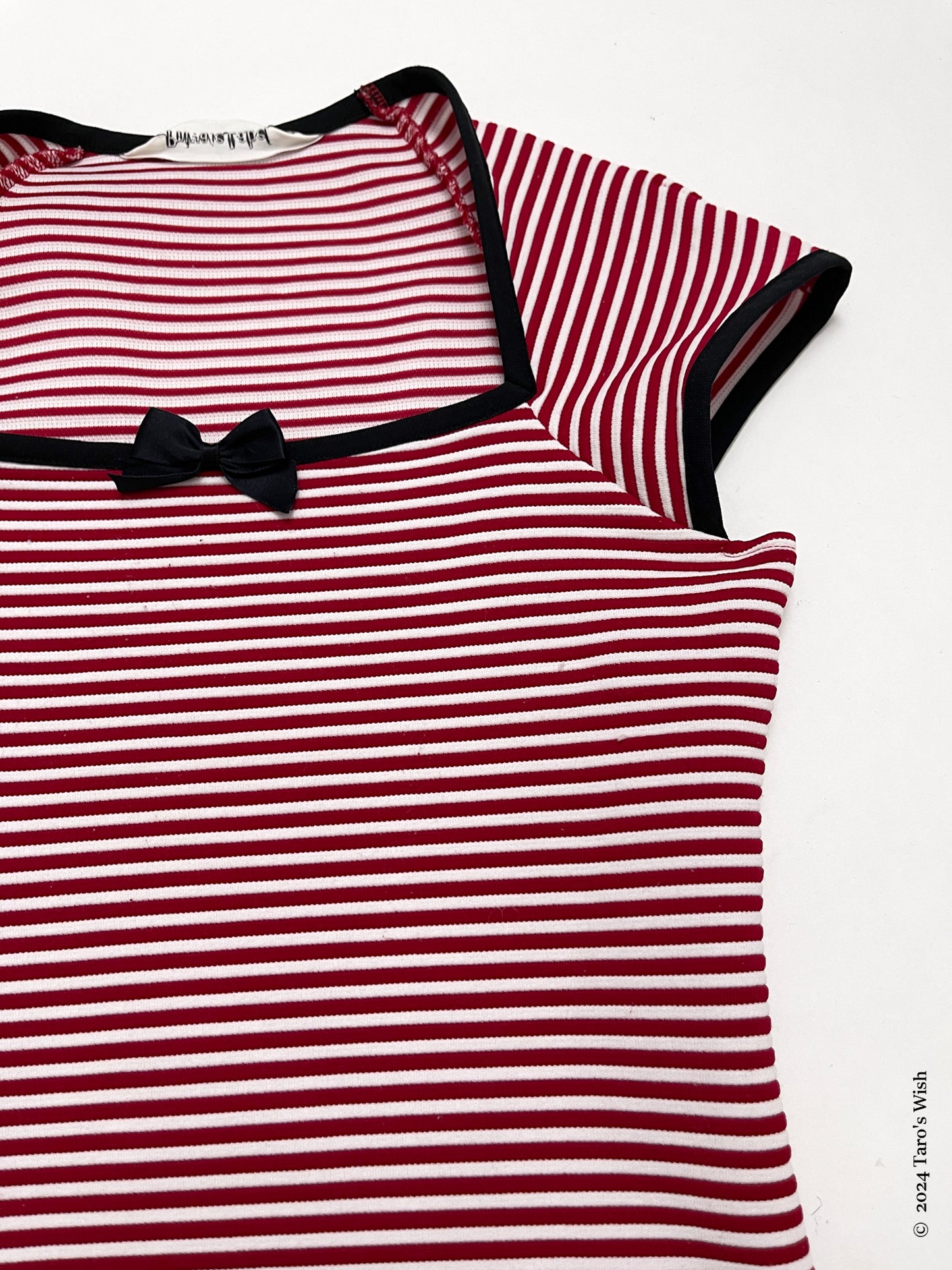 red & noir stripes top, japanese label private label