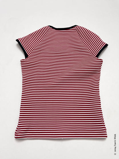 red & noir stripes top, japanese label private label