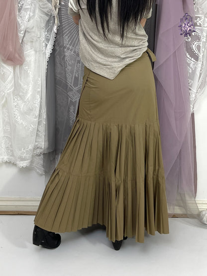 one size wrap pleat maxi skirt, french label