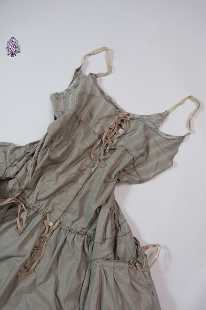 Utility cargo lace up dress