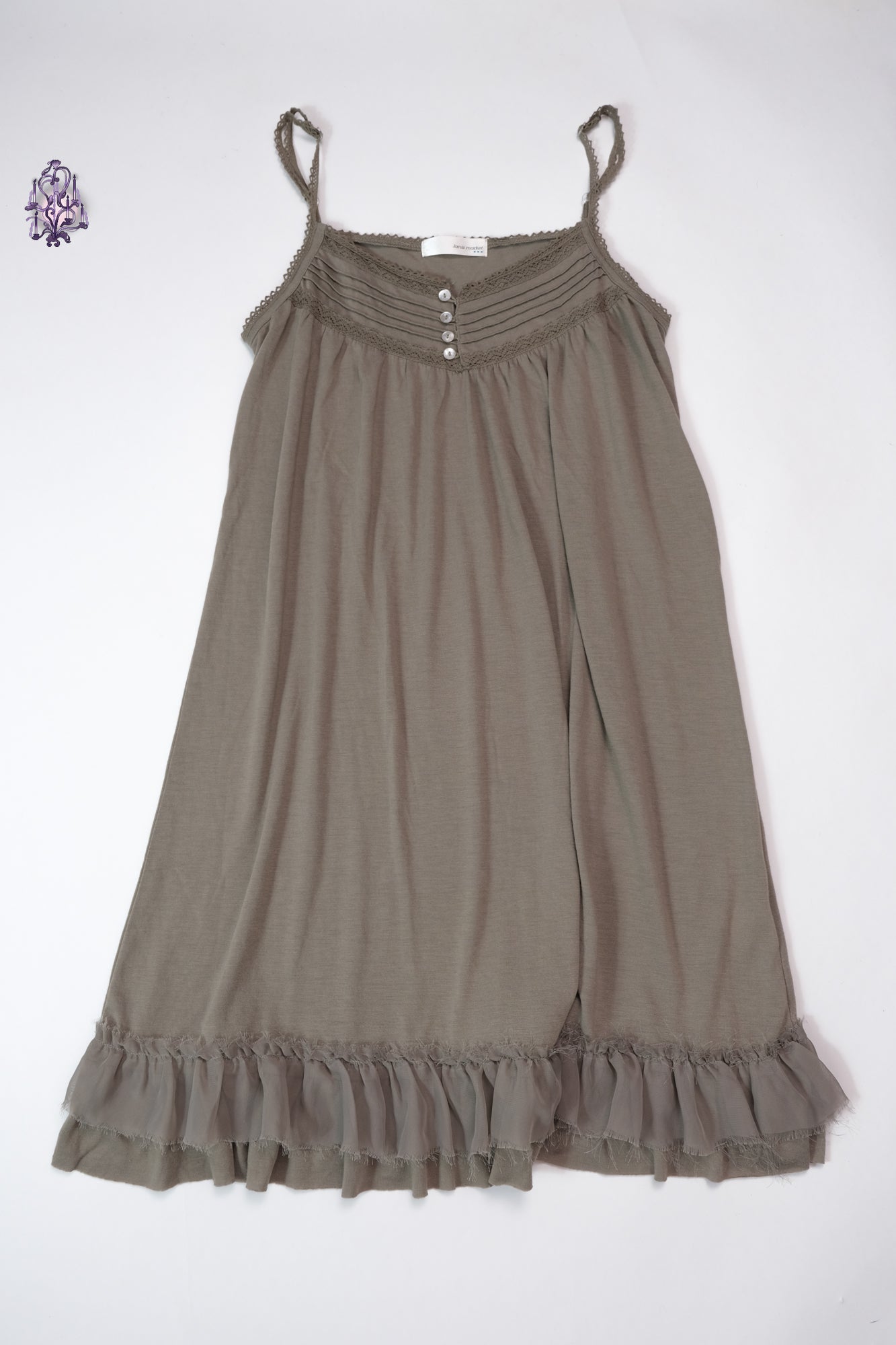 Mori kei ruffle hem button up dress