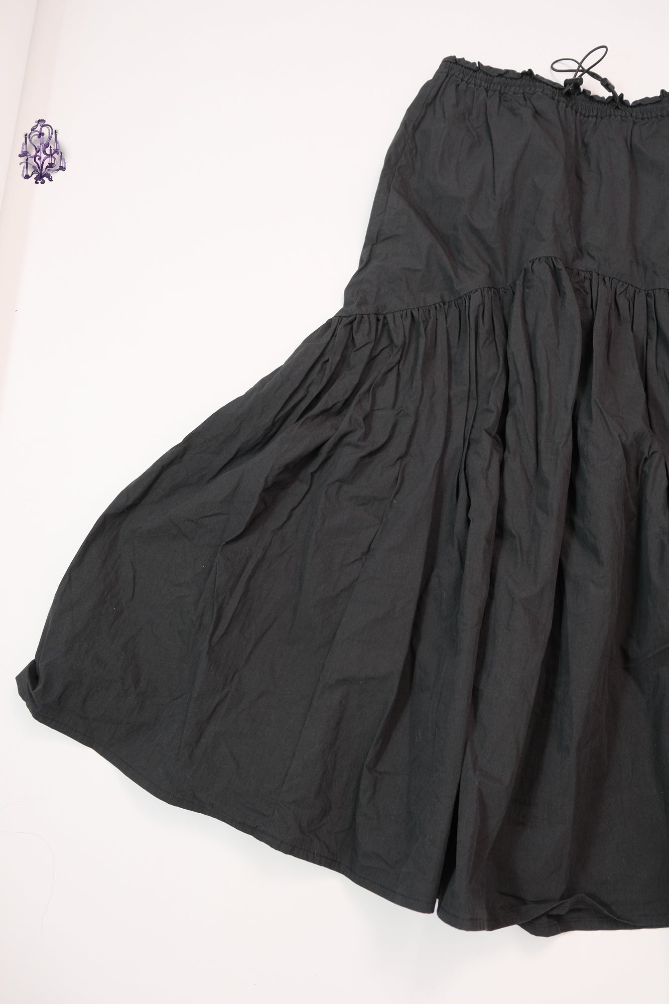 Asymmetric ruched maxi skirt