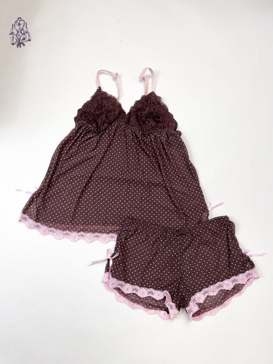 Vintage polka dots camisole and bloomers set