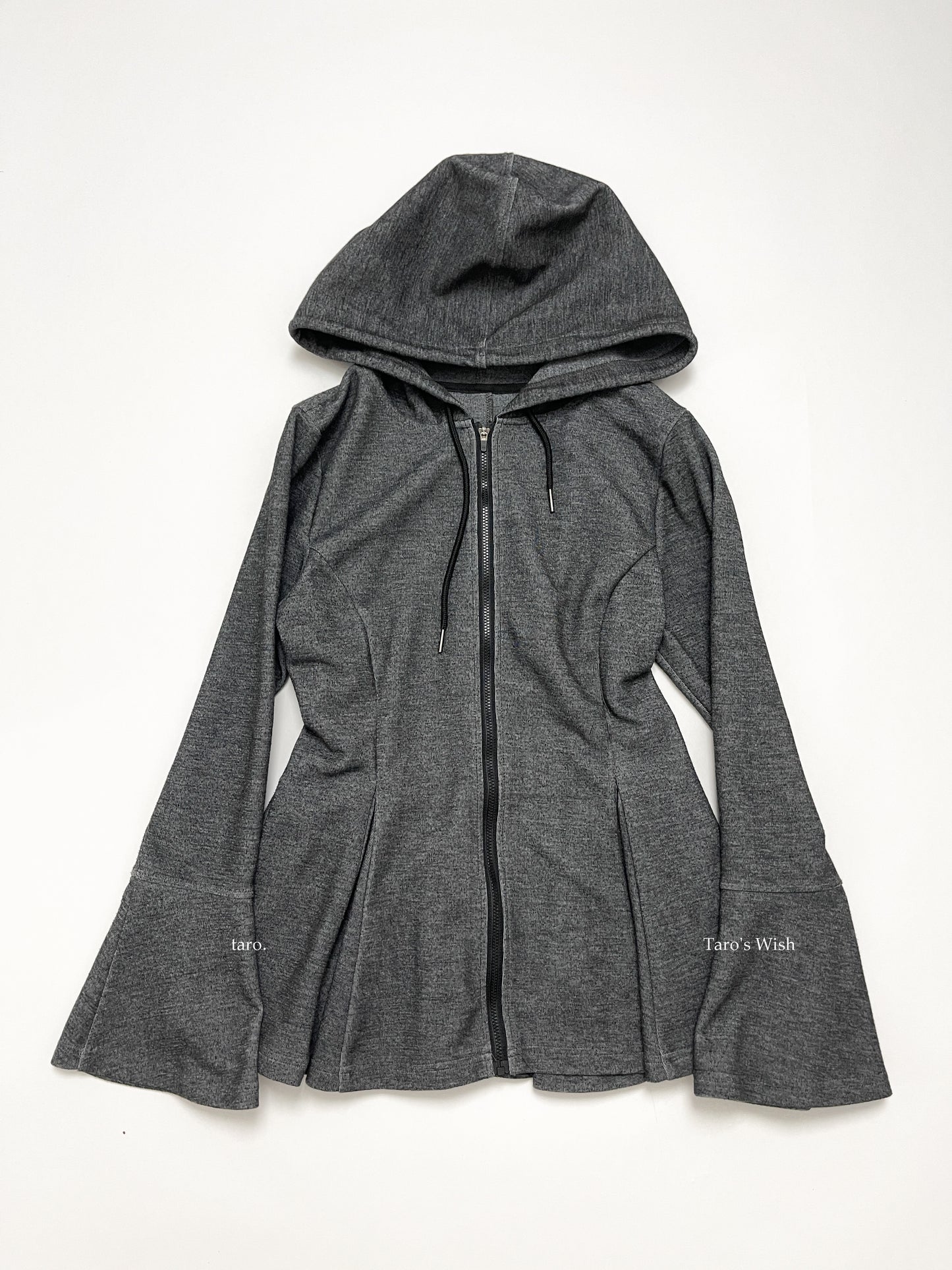 Japanese Brand Flared Hem Zip Up Hoodie