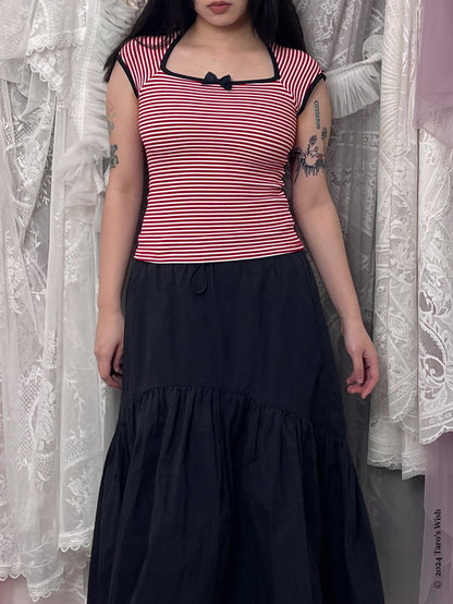 red & noir stripes top, japanese label private label