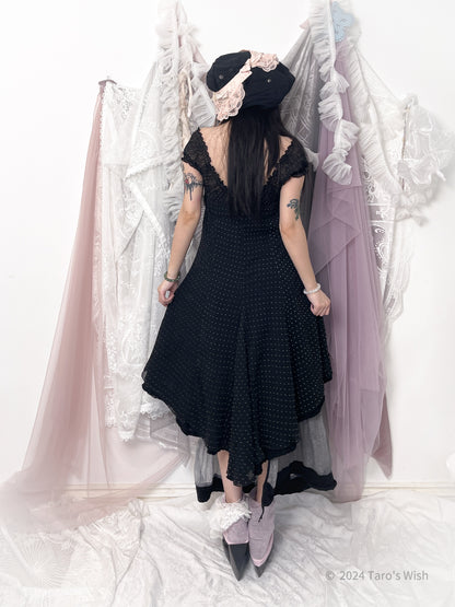 Whimsical milkmaid asymmetric dress