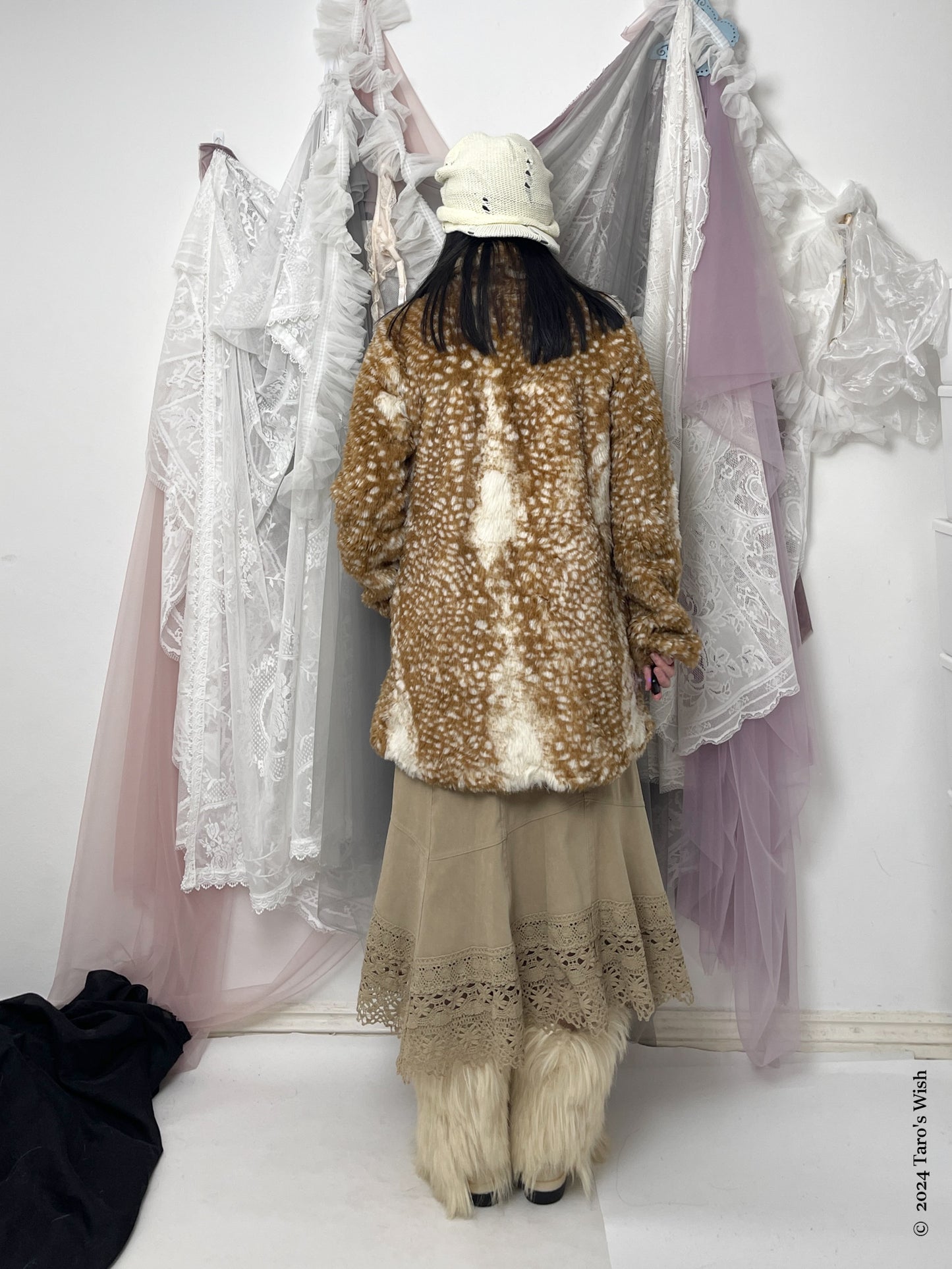 faux fur bambi coat, japanese label royal party