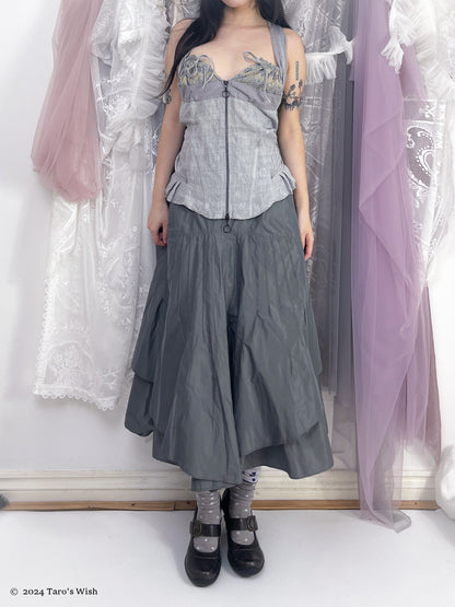 futuristic maxi skirt in grey, japanese label senso unico io comme io