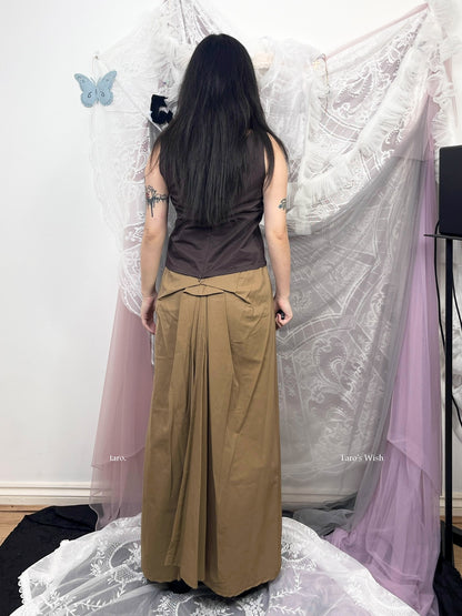 Long Maxi Skirt with Bow Pleated Design In the Back