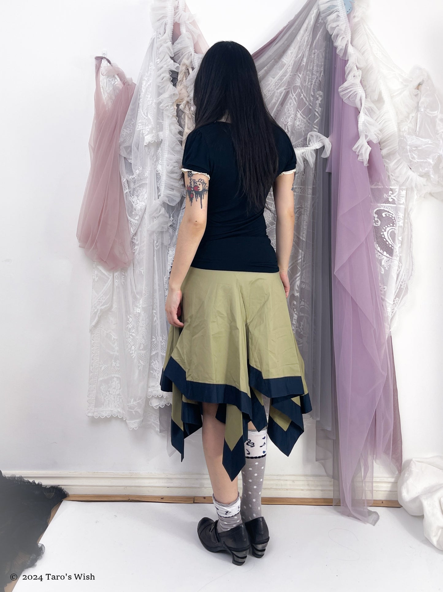 asymmetric pointed drop maxi skirt, japanese label vivienne westwood