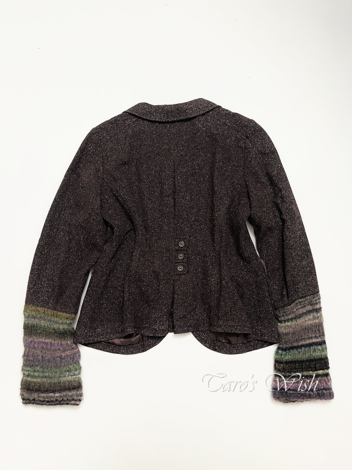 Senso Unico Io Comme Io Glitter Brown Jacket with Knitted Mohair Patch Sleeves