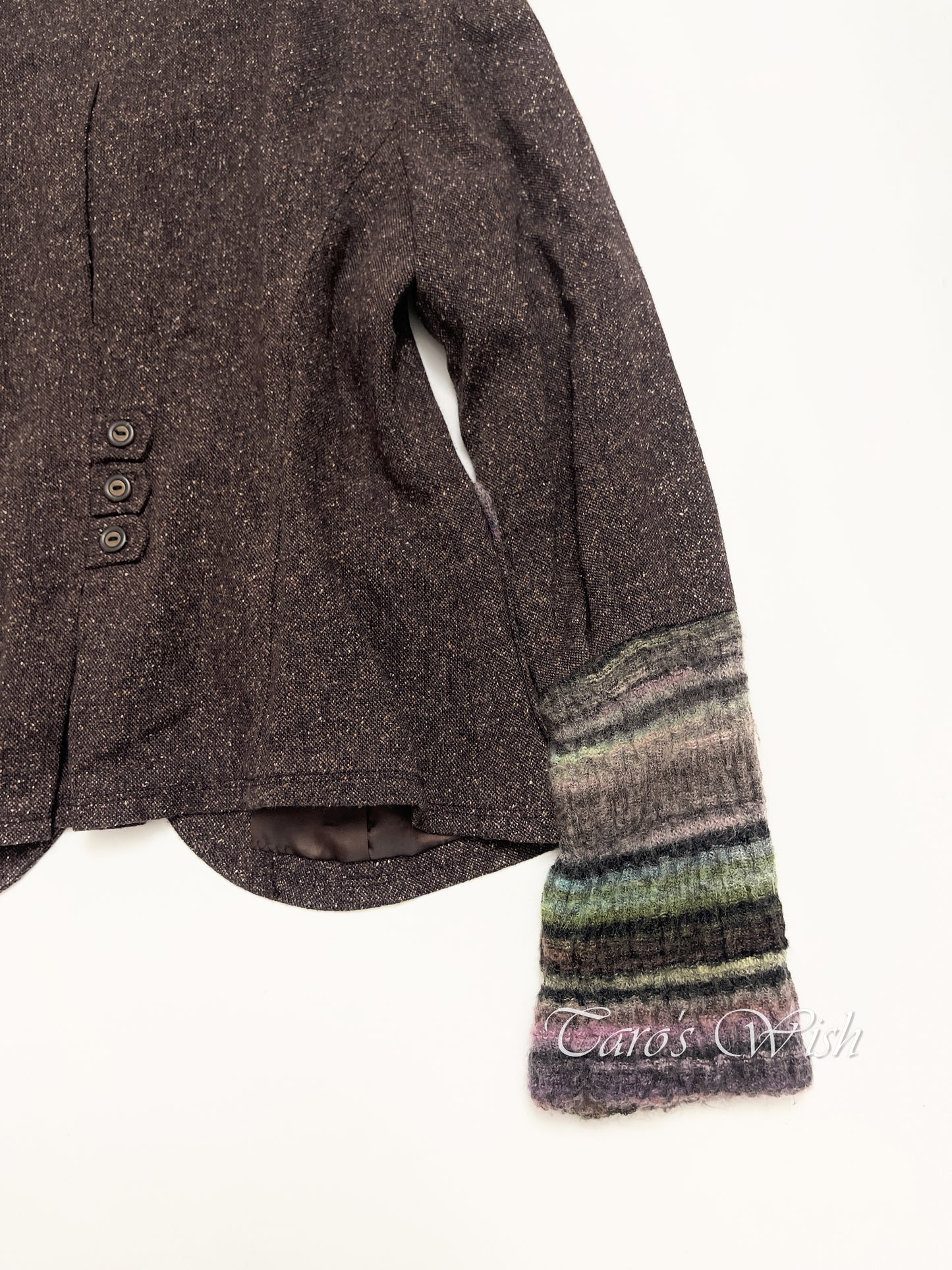 Senso Unico Io Comme Io Glitter Brown Jacket with Knitted Mohair Patch Sleeves