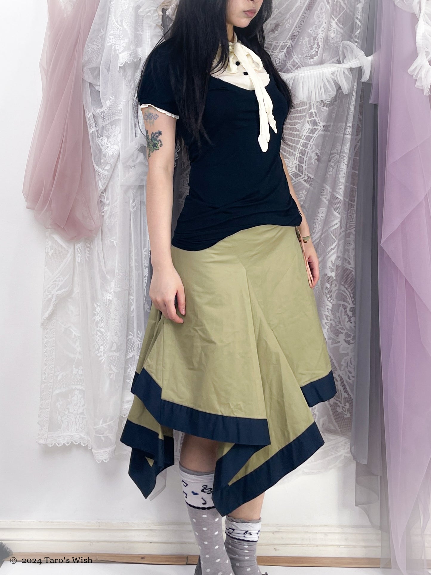 asymmetric pointed drop maxi skirt, japanese label vivienne westwood