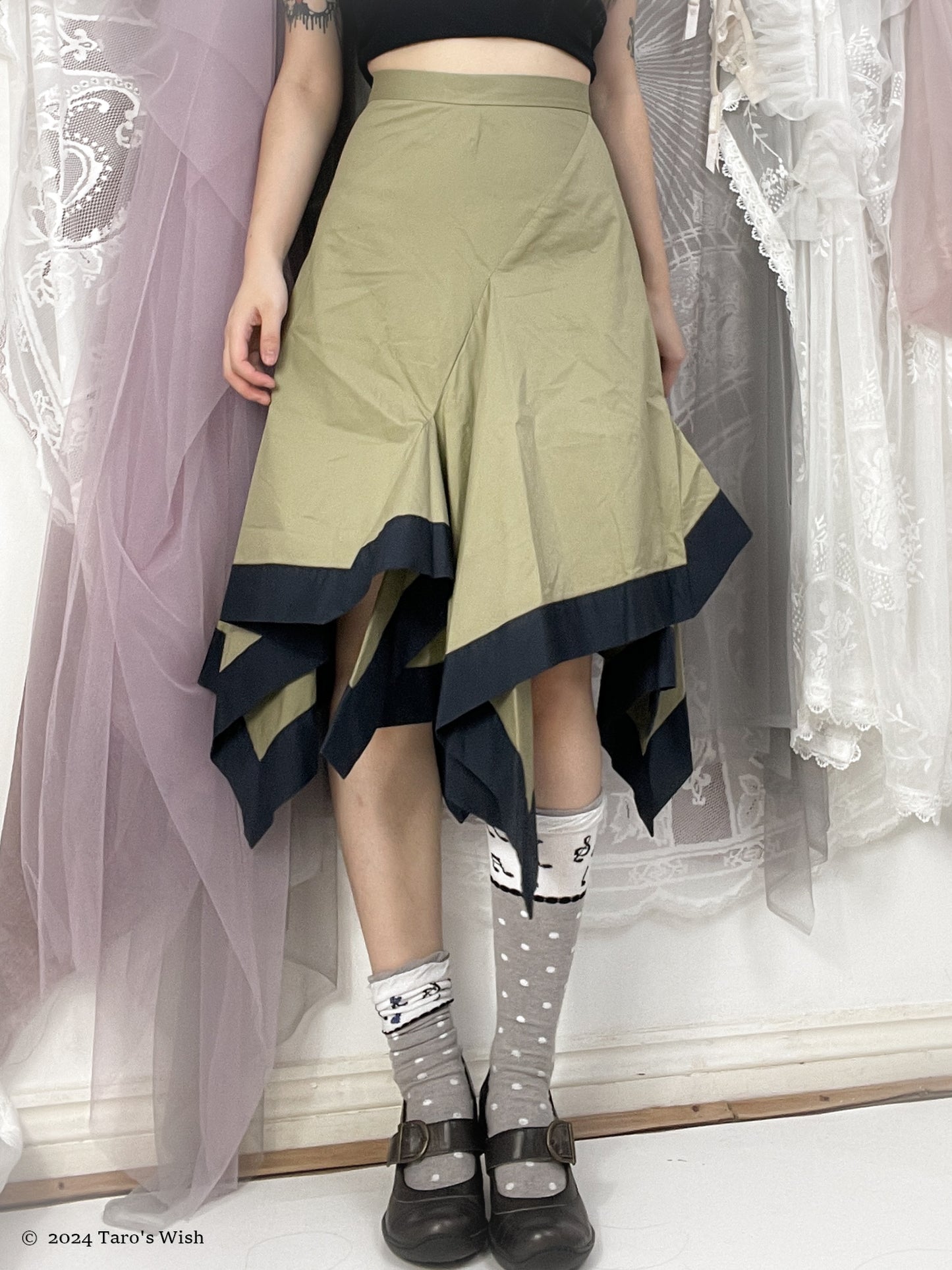 asymmetric pointed drop maxi skirt, japanese label vivienne westwood