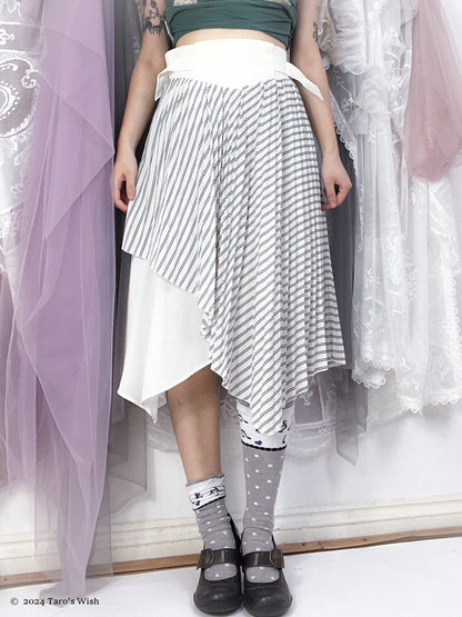 asymmetric pleated maxi skirt, japanese label nine