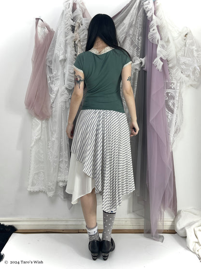 asymmetric pleated maxi skirt, japanese label nine