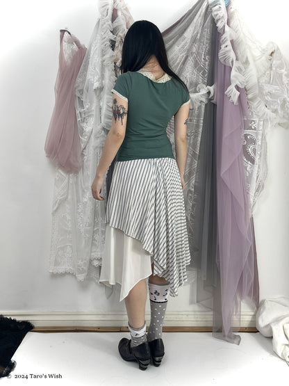 asymmetric pleated maxi skirt, japanese label nine