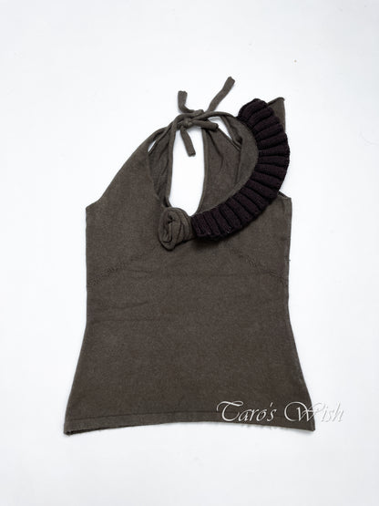 Asymmetrical Knit Camisole with Flower Details