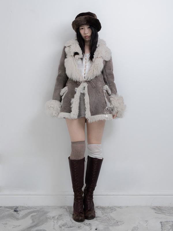TAUPE SHEARLING FAIRYCORE FLUFF COAT