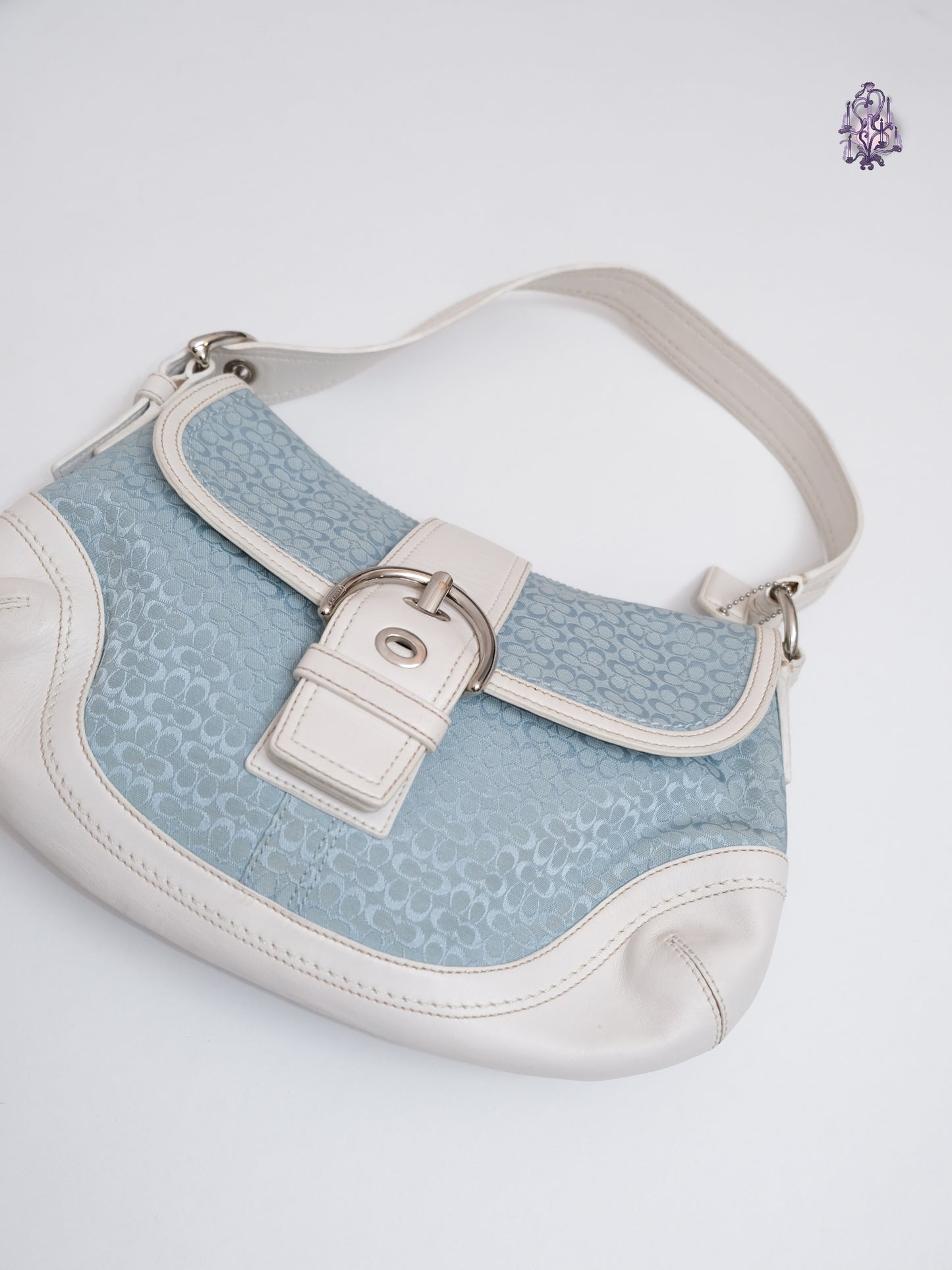 COACH monogram baby blue handbag shoulder bag