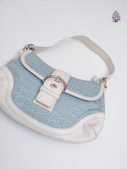 COACH monogram baby blue handbag shoulder bag