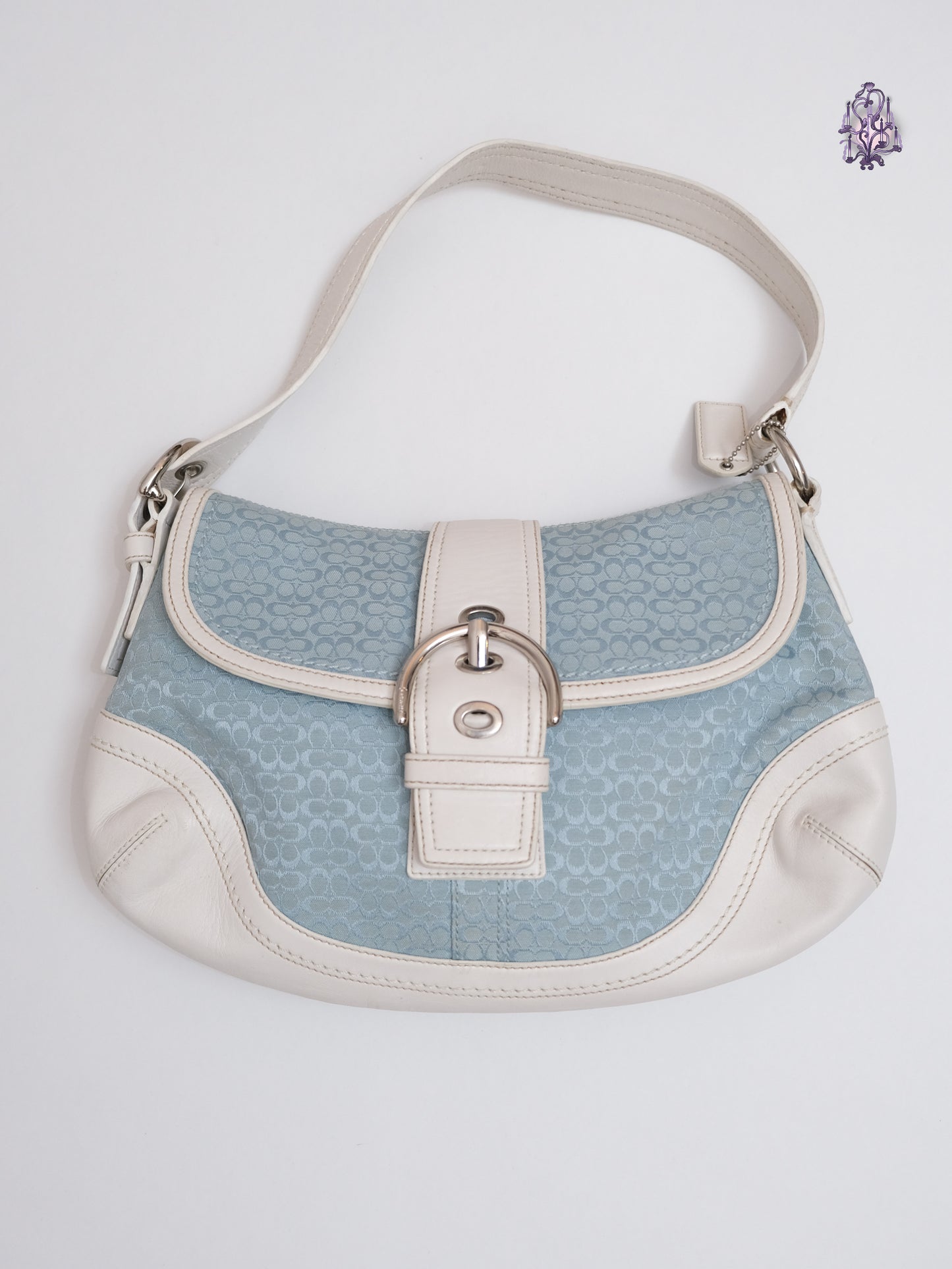 COACH monogram baby blue handbag shoulder bag