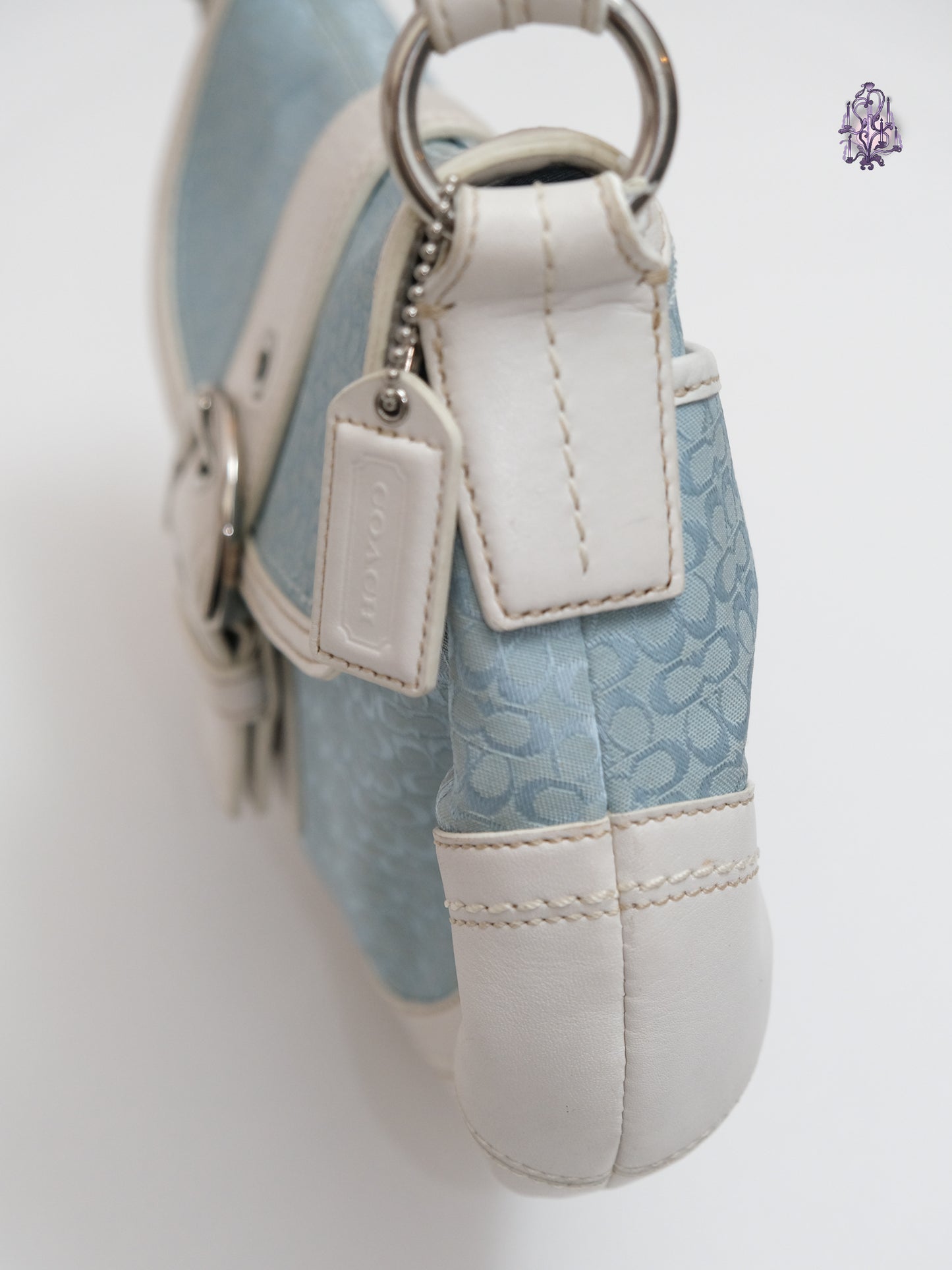 COACH monogram baby blue handbag shoulder bag