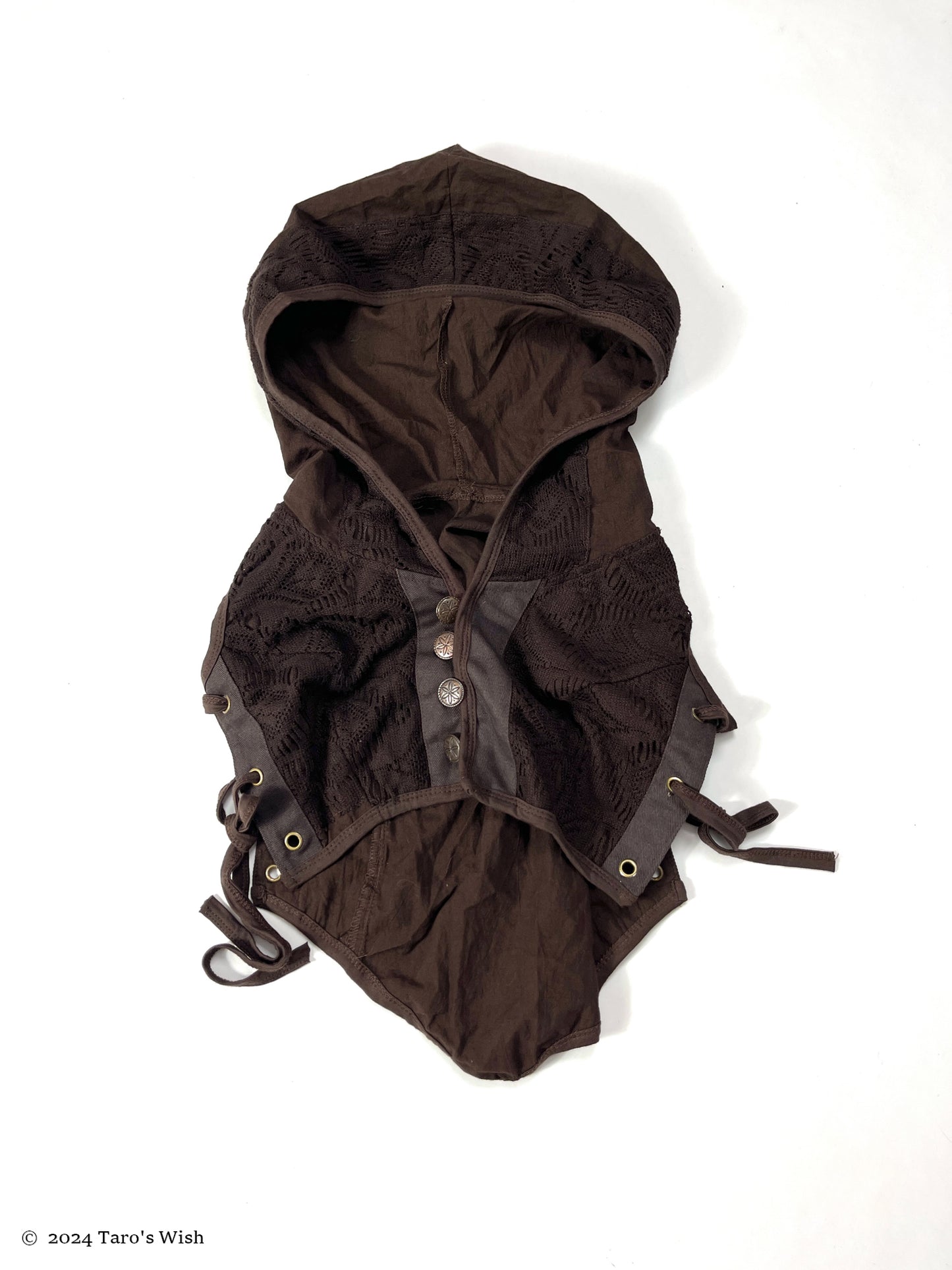 lace up pixie hooded vest